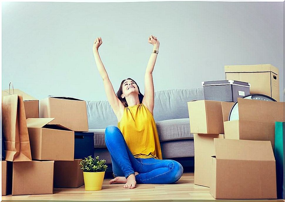 Woman moving to a new home
