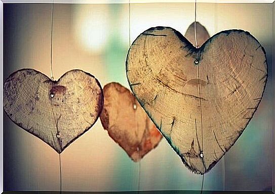 wooden hearts hanging