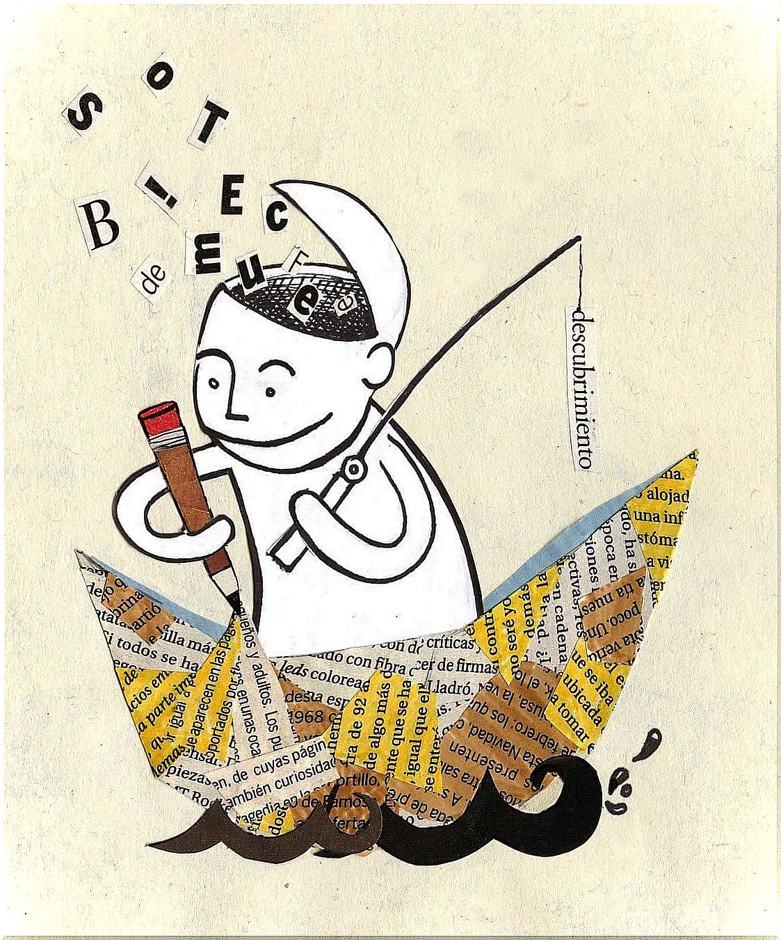 Man in a paper boat