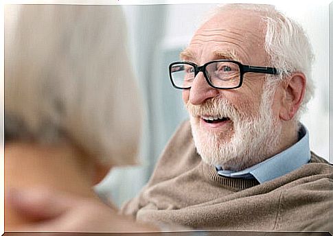 Elderly person with glasses