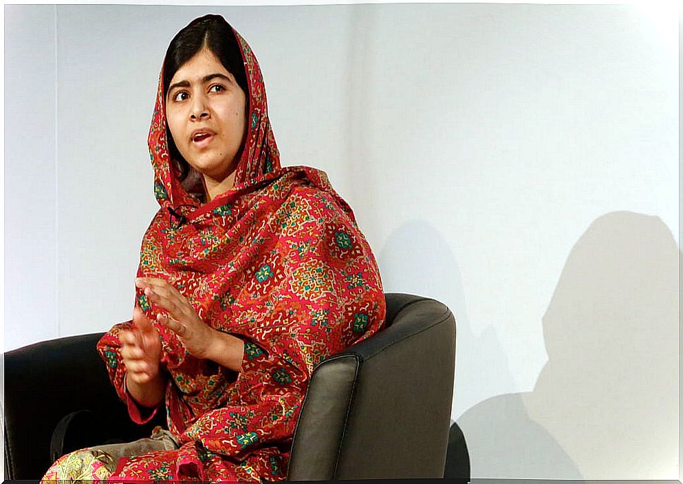 Malala Yousafzai sitting