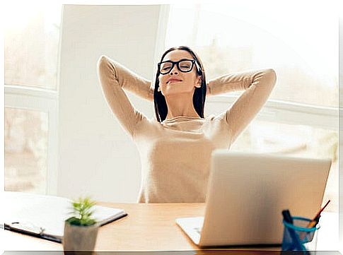 Happy and calm woman for her authentic productivity