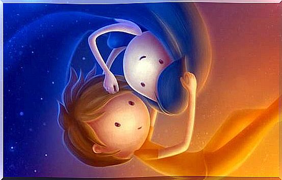 two children hugging symbolizing day and night